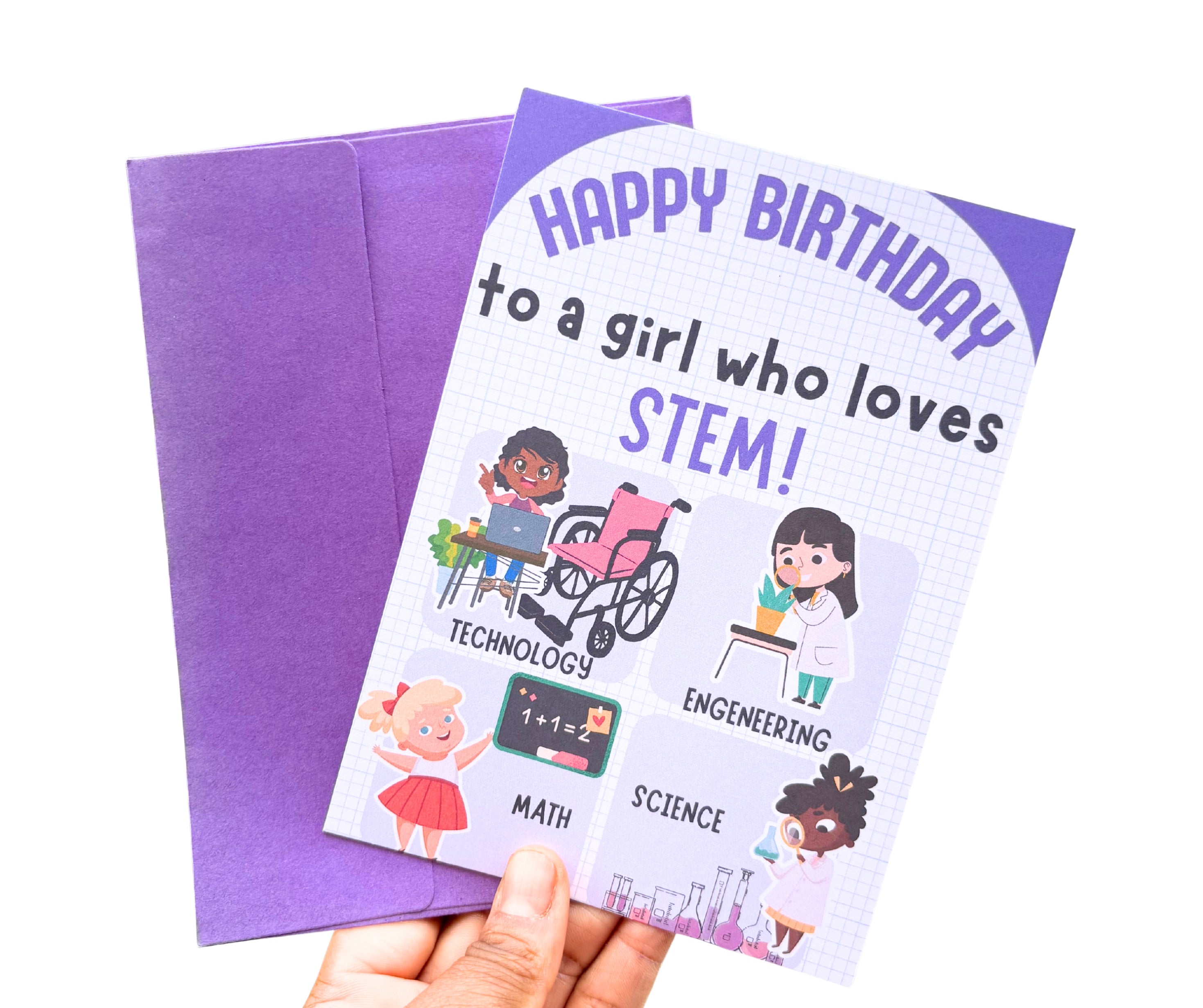 Happy Birthday To The Girl Who Loves STEM•One Sided Greeting Card•5x7