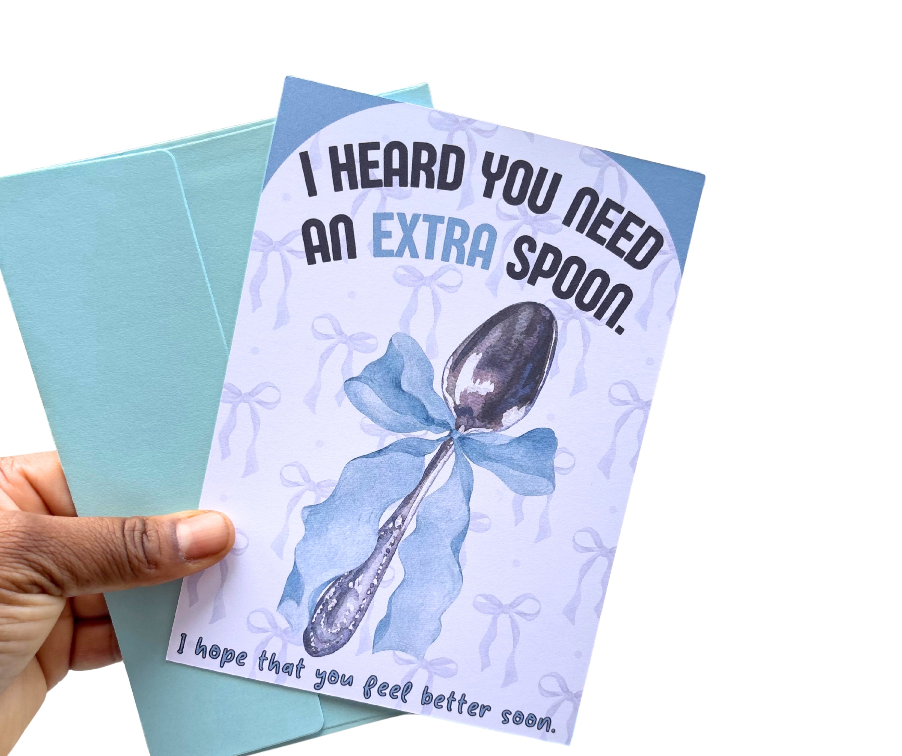 Spare Spoon To Get Well Soon•One Sided Greeting Card•5x7